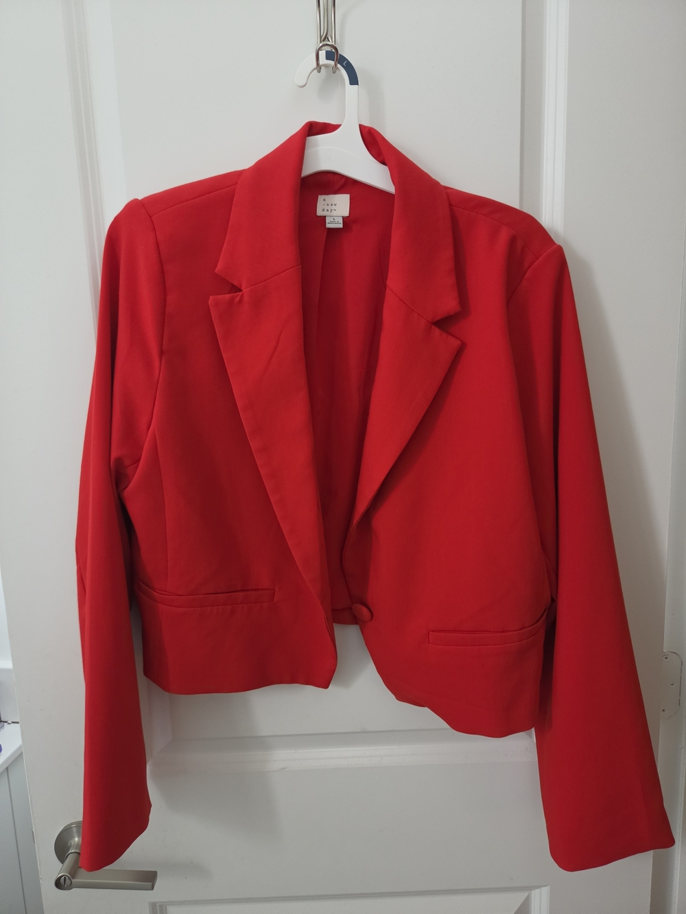 a new day Red Cropped Women's Blazer Jacket
